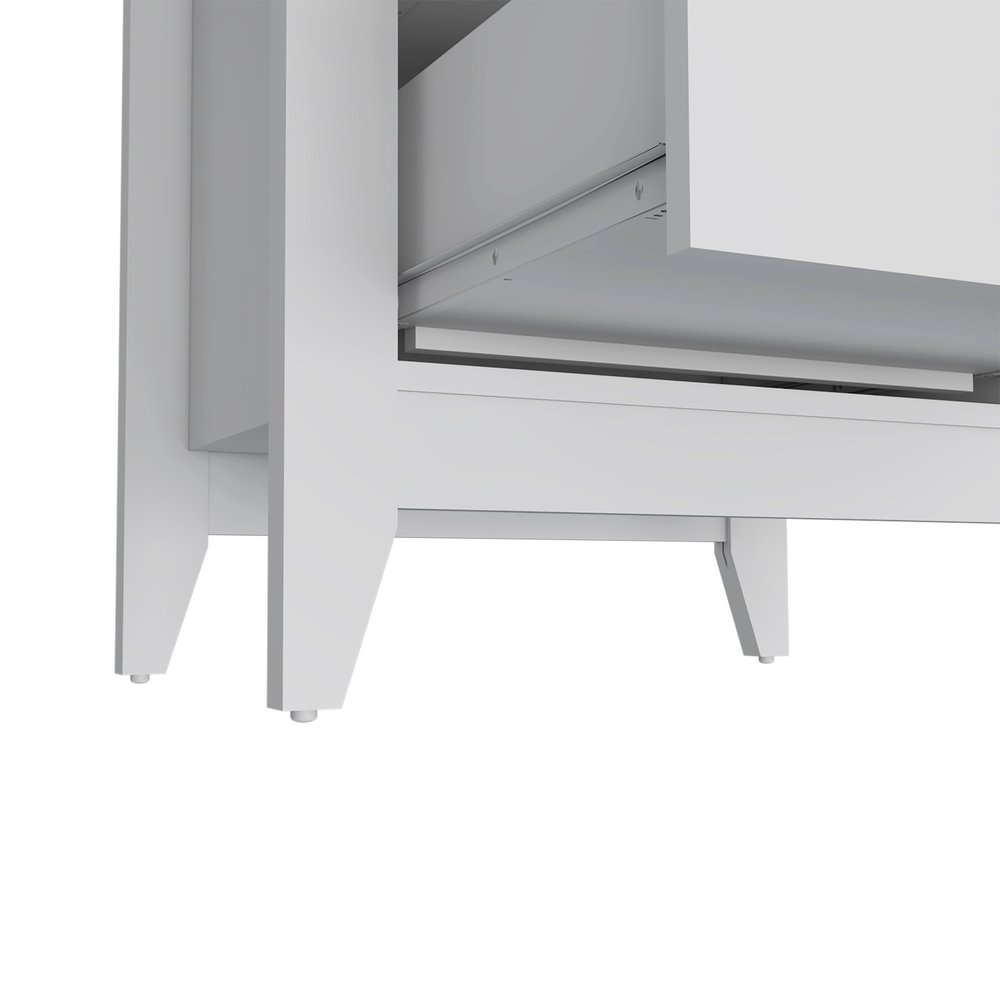 24" White Two Drawer Faux Wood Nightstand — view 2