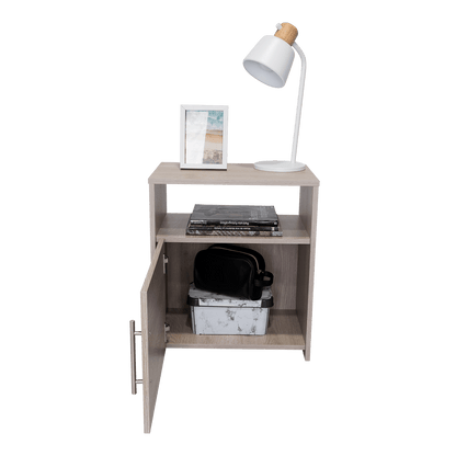 23" Gray Faux Wood Nightstand With Storage - FurniFindUSA