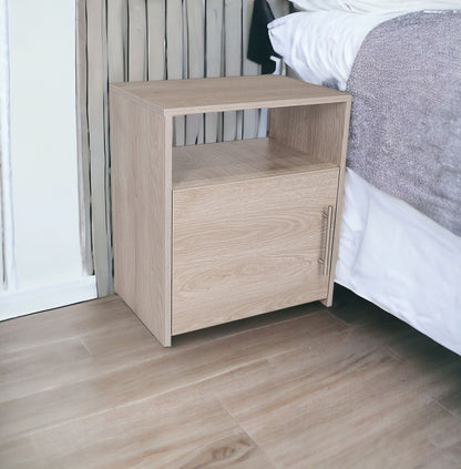 23" Gray Faux Wood Nightstand With Storage