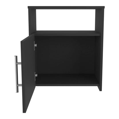 23" Black Faux Wood Nightstand With Storage - FurniFindUSA