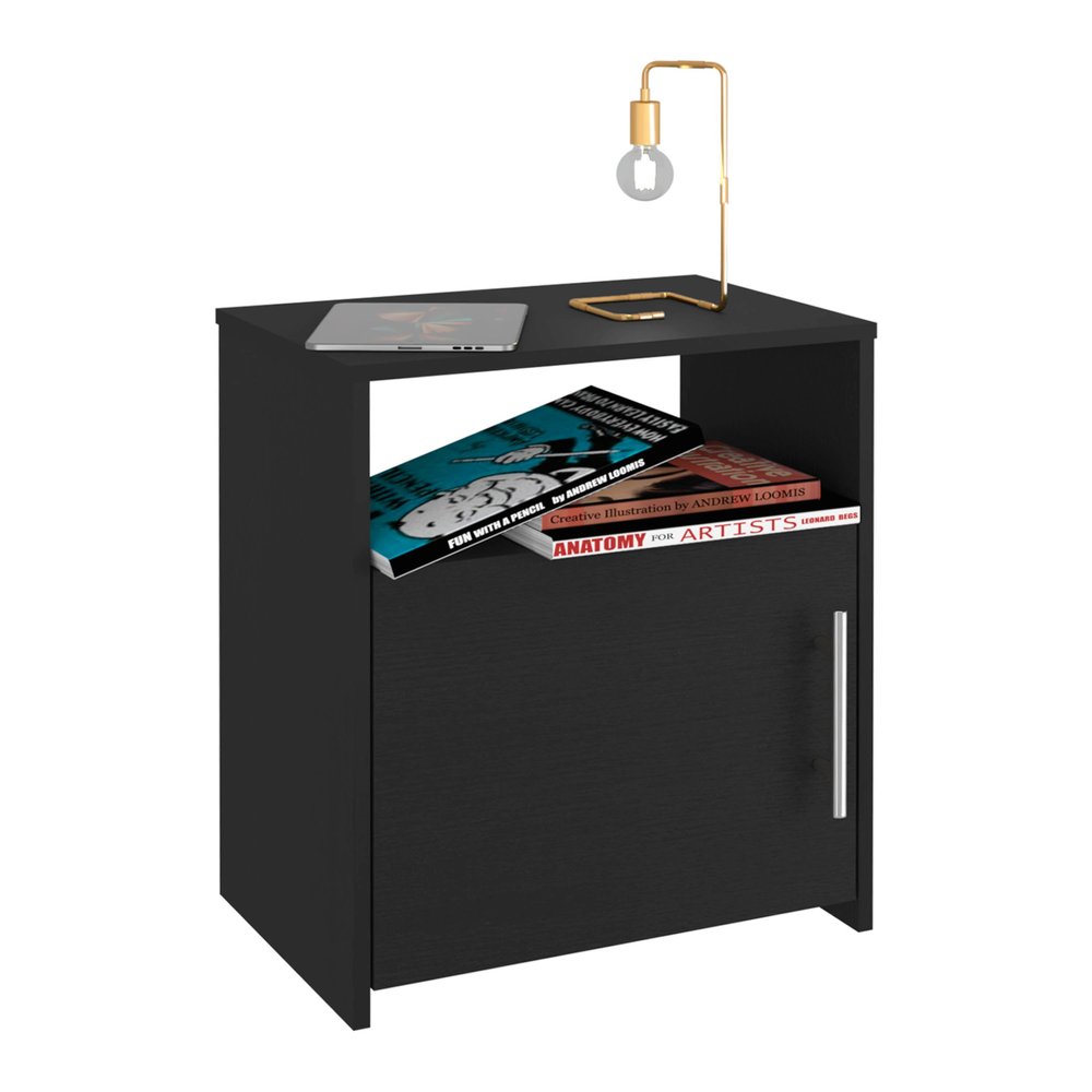 23" Black Wood Nightstand HomeRoots