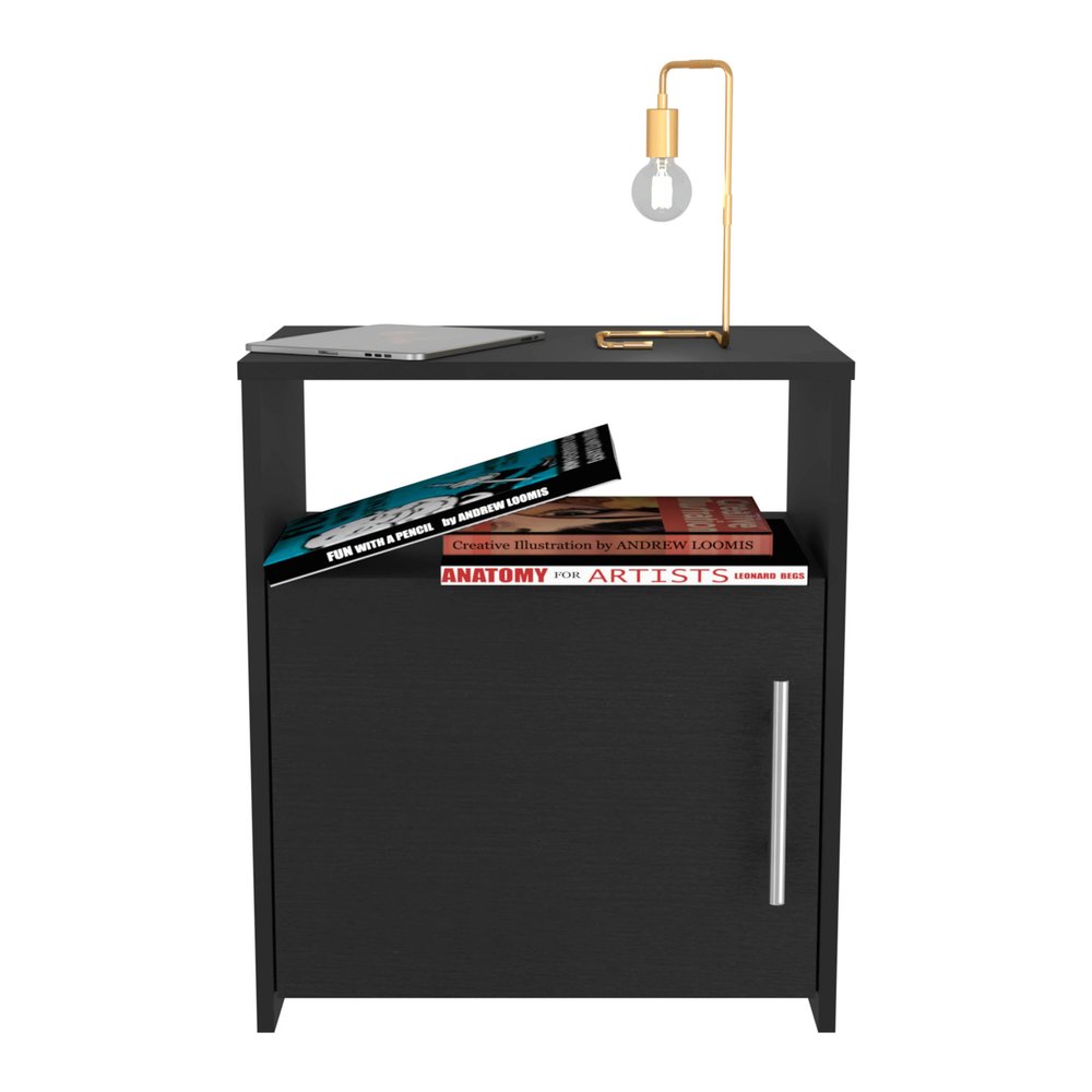 23" Black Wood Nightstand HomeRoots