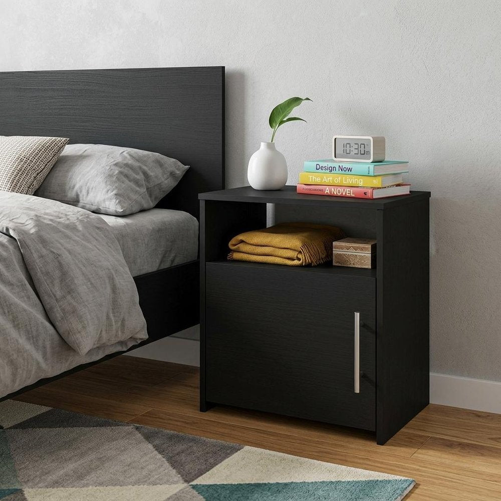 23" Black Wood Nightstand HomeRoots
