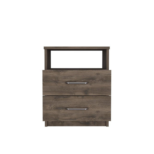 20" Brown Two Drawer Faux Wood Nightstand - FurniFindUSA