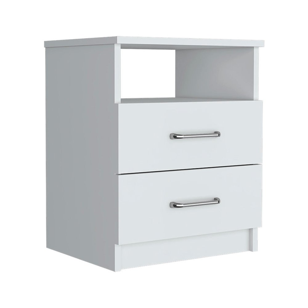 20" White Wood Two Drawer Nightstand HomeRoots