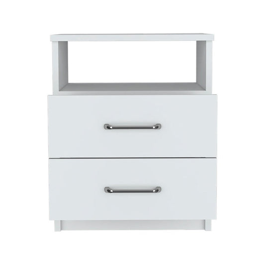 20" White Wood Two Drawer Nightstand HomeRoots