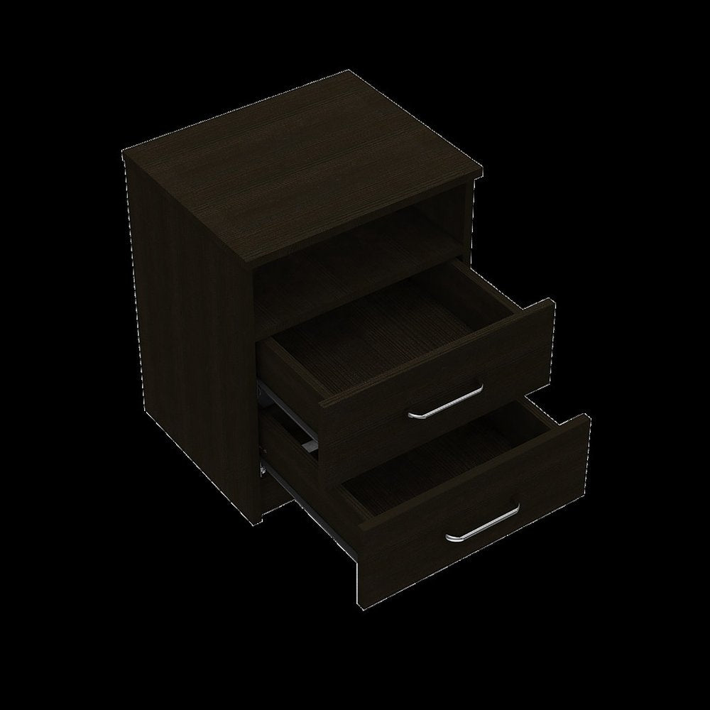 20" Black Wood Two Drawer Nightstand HomeRoots