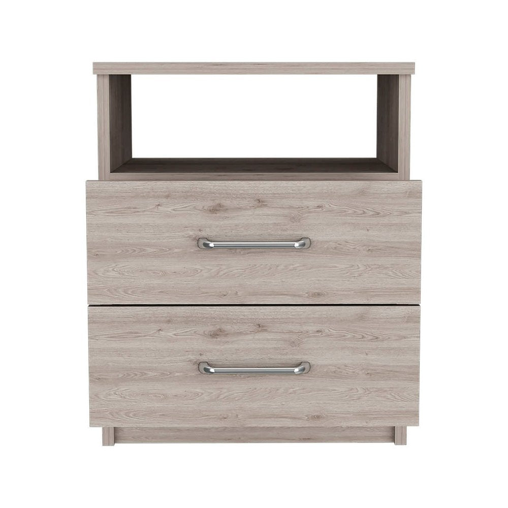 20" Gray Two Drawer Faux Wood Nightstand — view 2