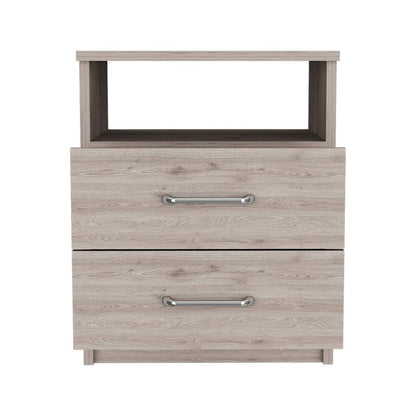 20" Gray Two Drawer Faux Wood Nightstand