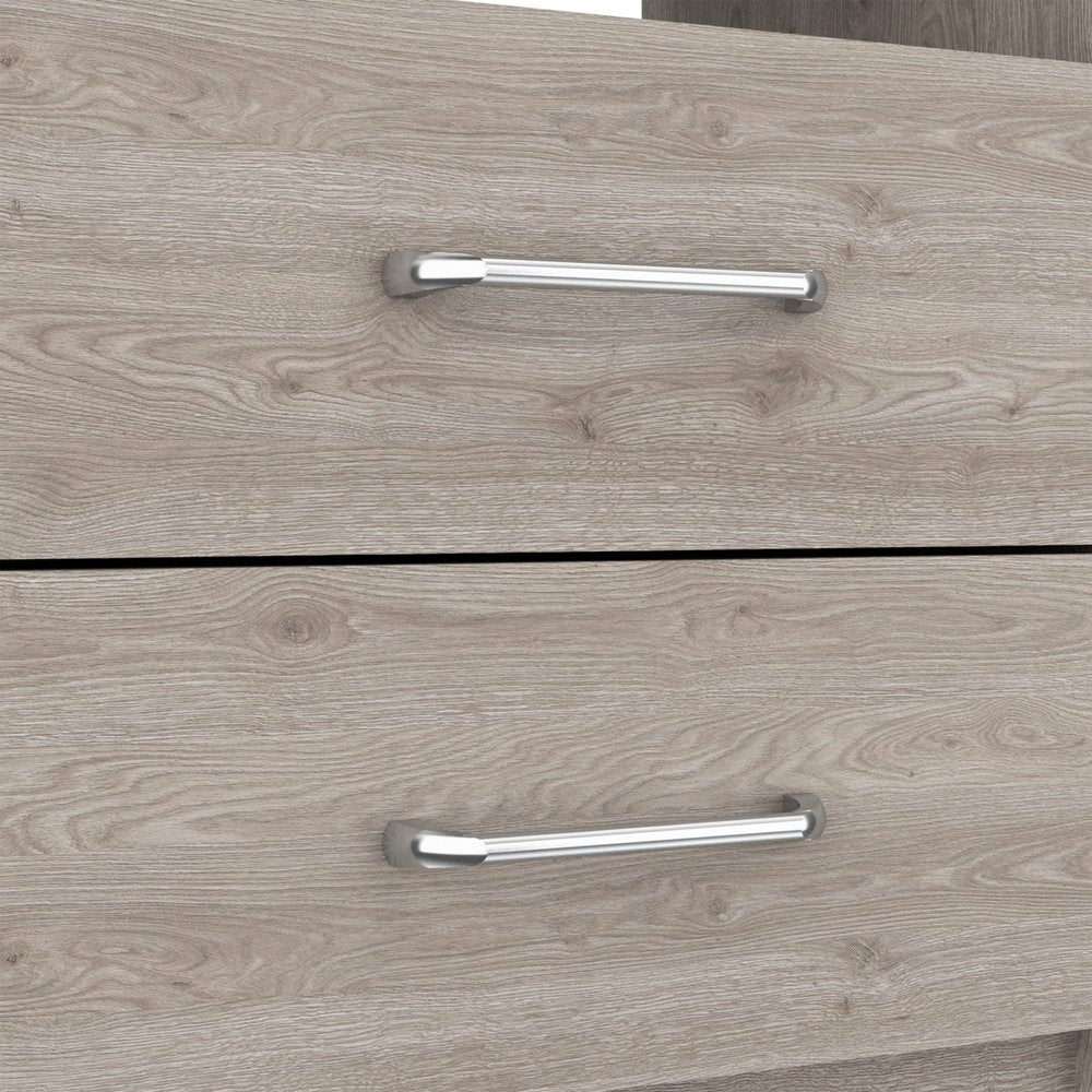 20" Gray Two Drawer Faux Wood Nightstand