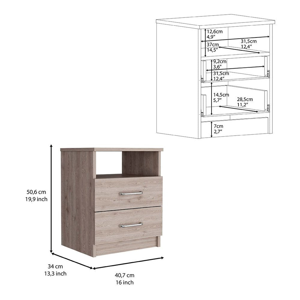 20" Gray Two Drawer Faux Wood Nightstand — view 5