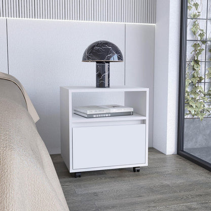 21" White Wood One Drawer Nightstand HomeRoots