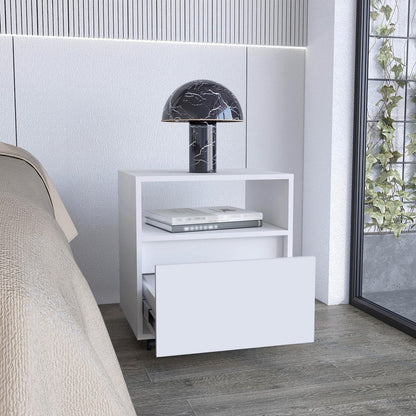 21" White Wood One Drawer Nightstand HomeRoots