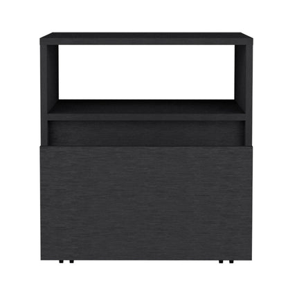21" Black Wood One Drawer Nightstand HomeRoots