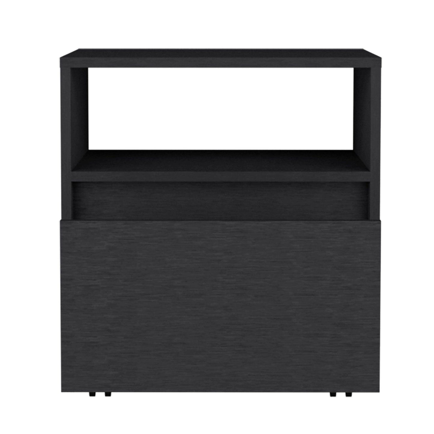 21" Black One Drawer Faux Wood Nightstand - FurniFindUSA