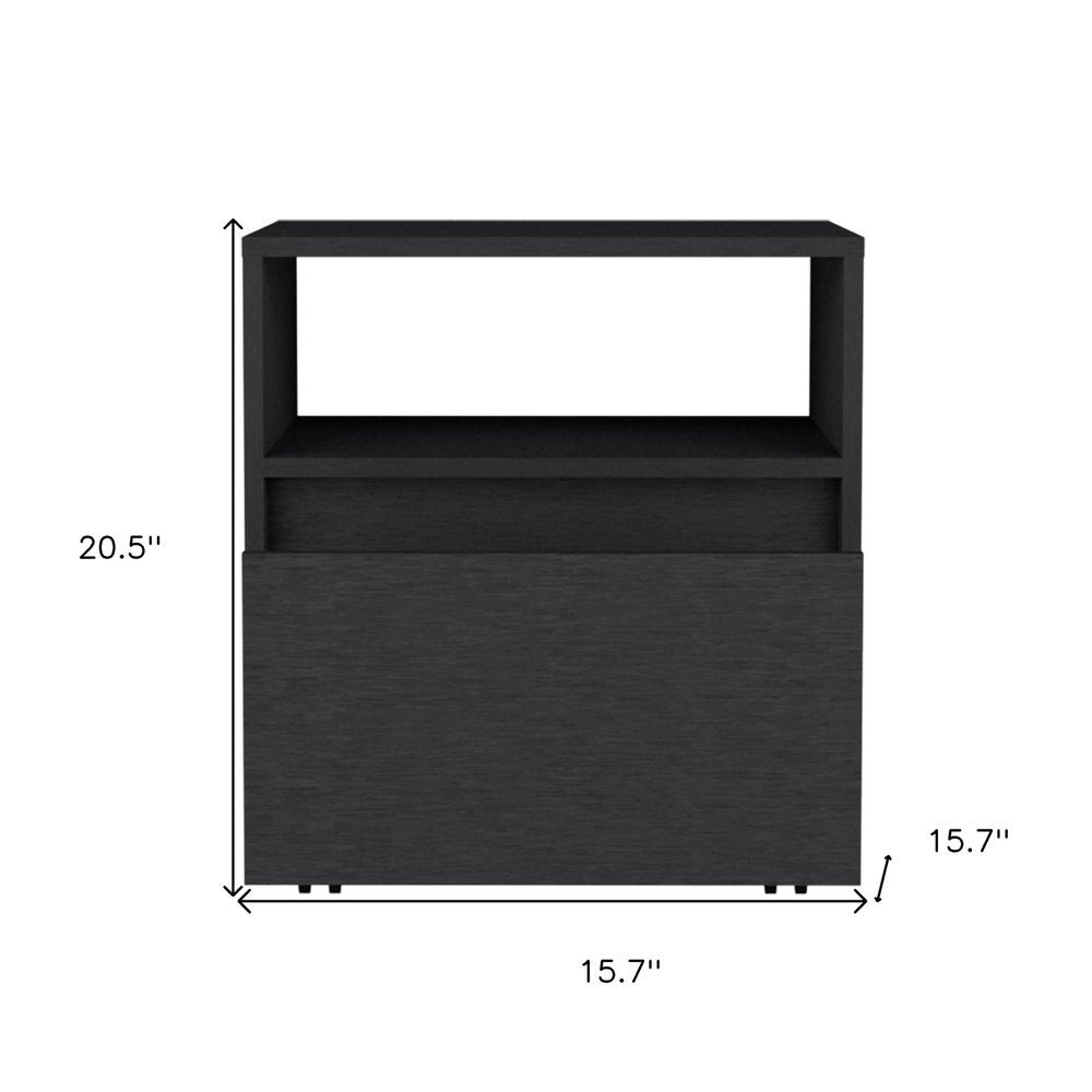 21" Black Wood One Drawer Nightstand HomeRoots
