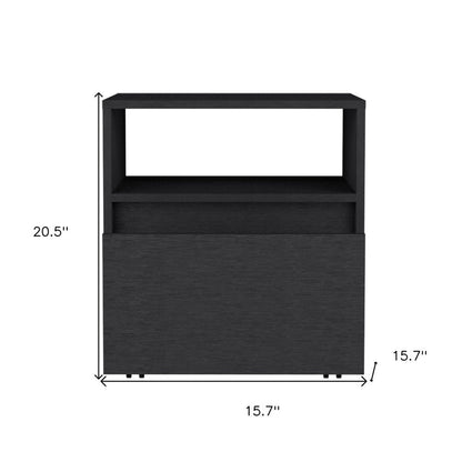 21" Black Wood One Drawer Nightstand HomeRoots