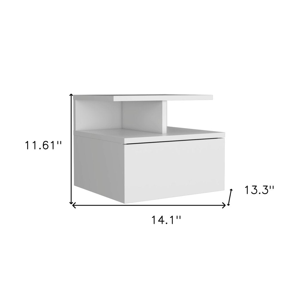 12" White Wood One Drawer Floating Nightstand HomeRoots