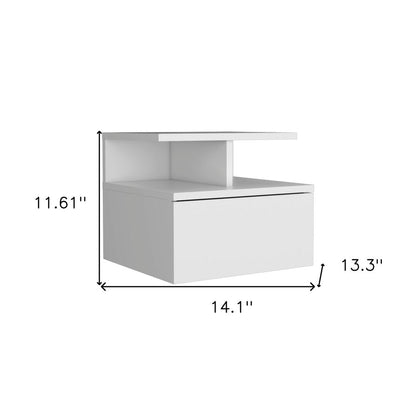 12" White Wood One Drawer Floating Nightstand HomeRoots