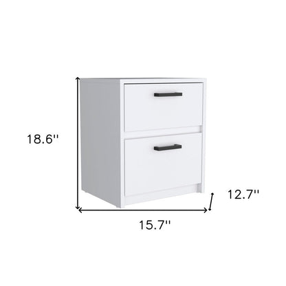 19" White Wood Two Drawer Nightstand HomeRoots