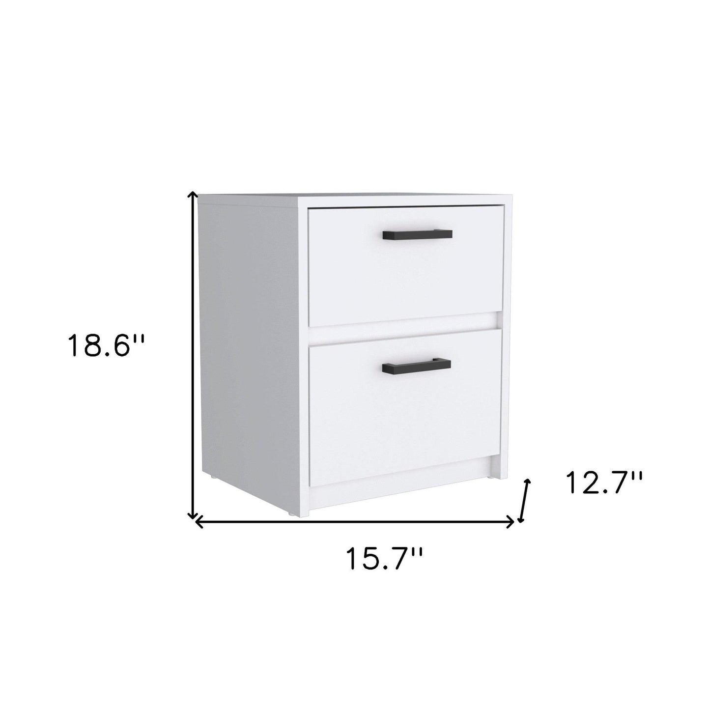 19" White Two Drawer Faux Wood Nightstand - FurniFindUSA