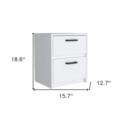 19" White Two Drawer Faux Wood Nightstand - FurniFindUSA