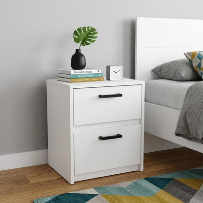 19" White Wood Two Drawer Nightstand HomeRoots
