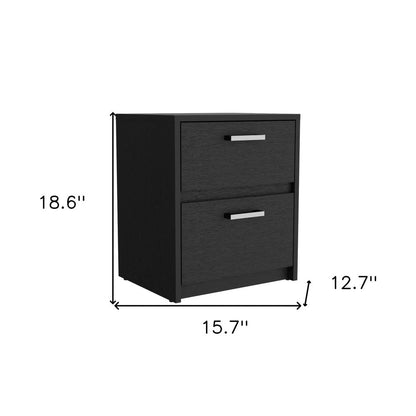 19" Black Wood Two Drawer Nightstand HomeRoots
