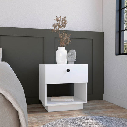 20" White Wood One Drawer Nightstand HomeRoots