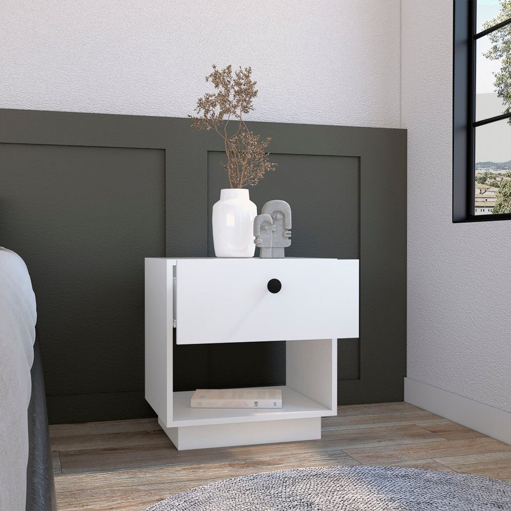 20" White Wood One Drawer Nightstand HomeRoots