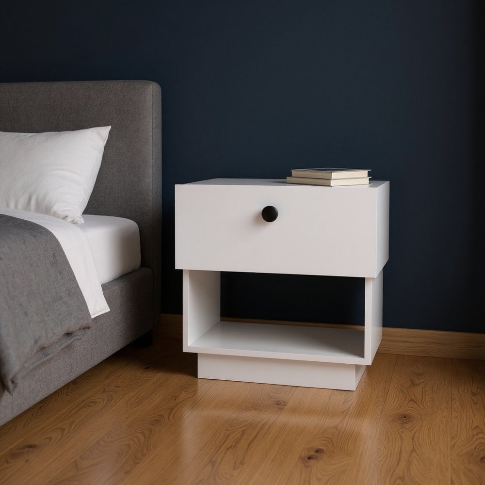 20" White Wood One Drawer Nightstand HomeRoots