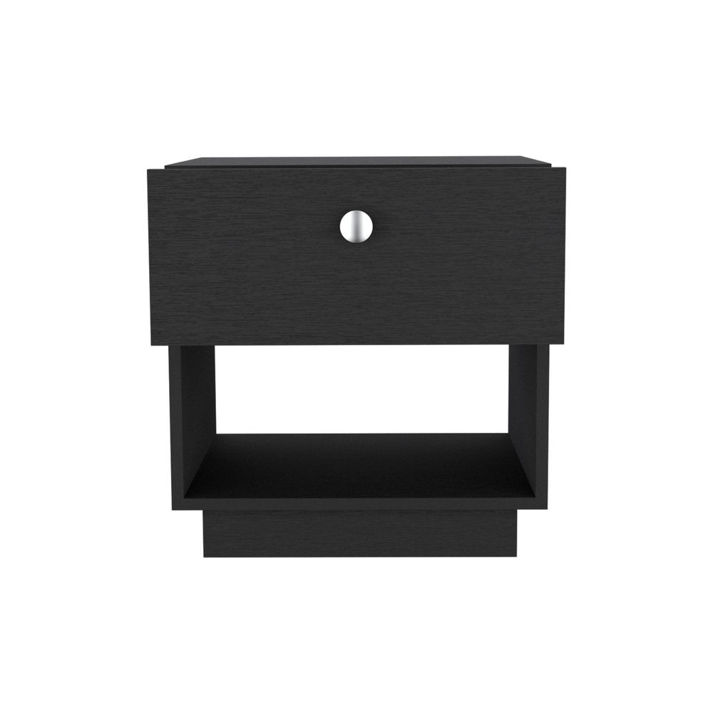 20" Black Wood One Drawer Nightstand HomeRoots