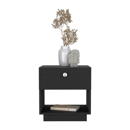 20" Black Wood One Drawer Nightstand HomeRoots
