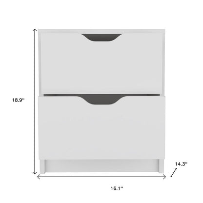 19" White Wood Two Drawer Nightstand HomeRoots