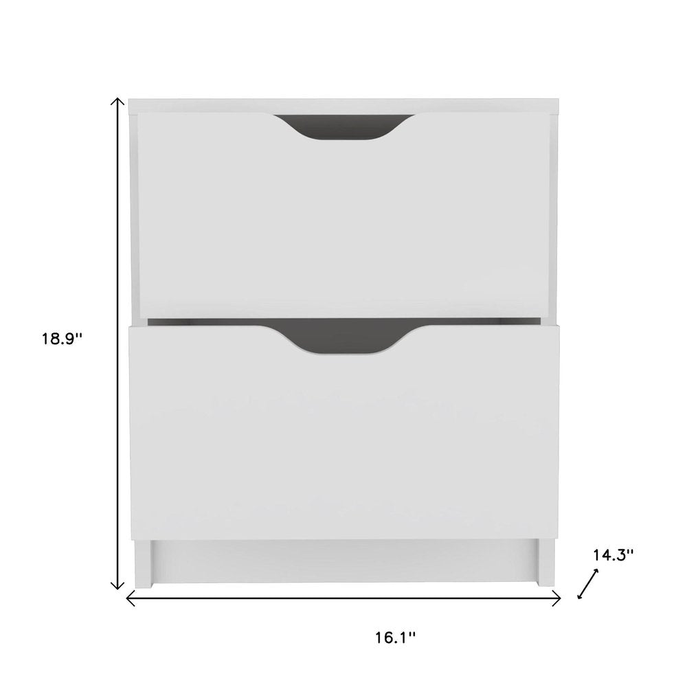 19" White Wood Two Drawer Nightstand HomeRoots