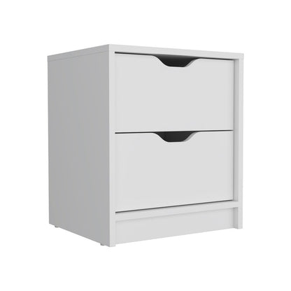 19" White Wood Two Drawer Nightstand HomeRoots