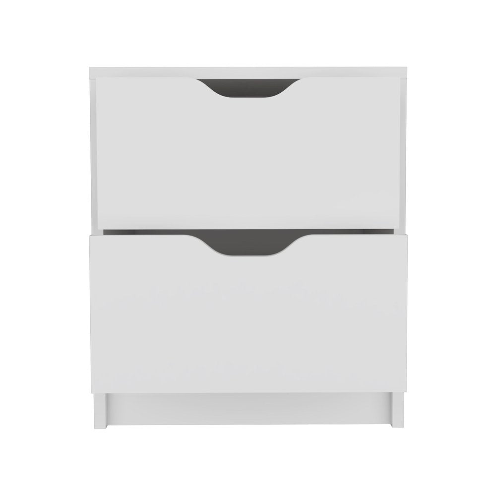 19" White Wood Two Drawer Nightstand HomeRoots