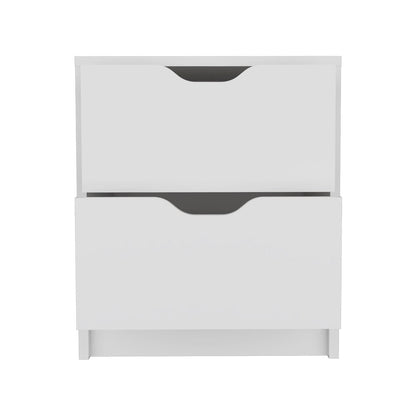 19" White Wood Two Drawer Nightstand HomeRoots