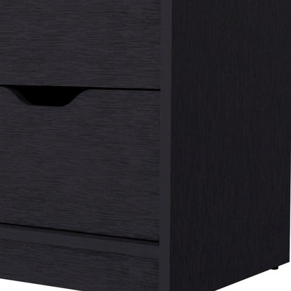 19" Black Wood Two Drawer Nightstand HomeRoots
