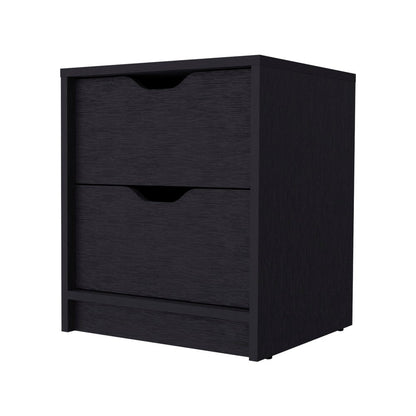 19" Black Wood Two Drawer Nightstand HomeRoots