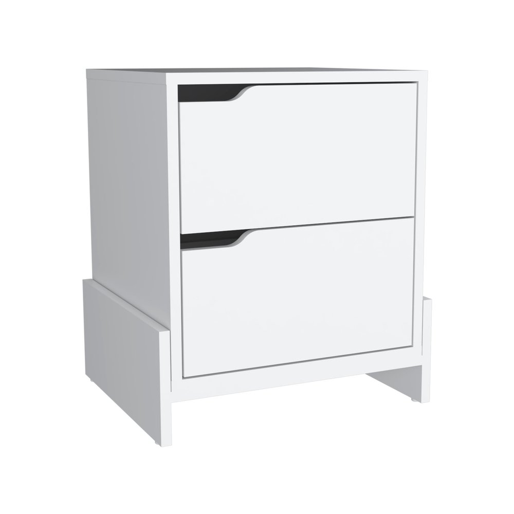 20" White Wood Two Drawer Nightstand HomeRoots