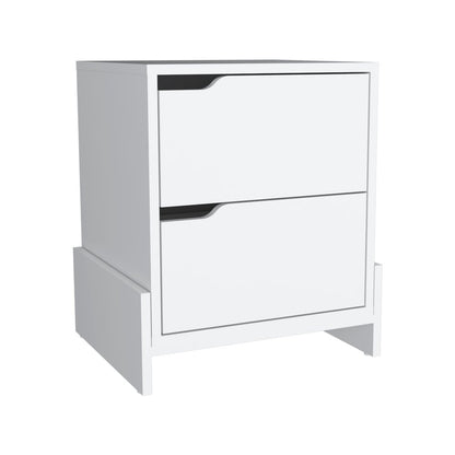 20" White Wood Two Drawer Nightstand HomeRoots