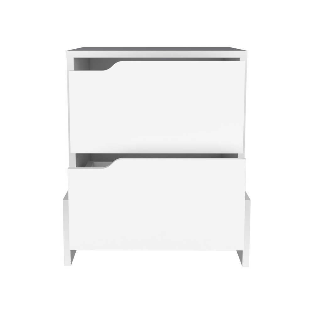 20" White Wood Two Drawer Nightstand HomeRoots