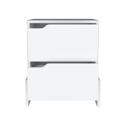 20" White Wood Two Drawer Nightstand HomeRoots