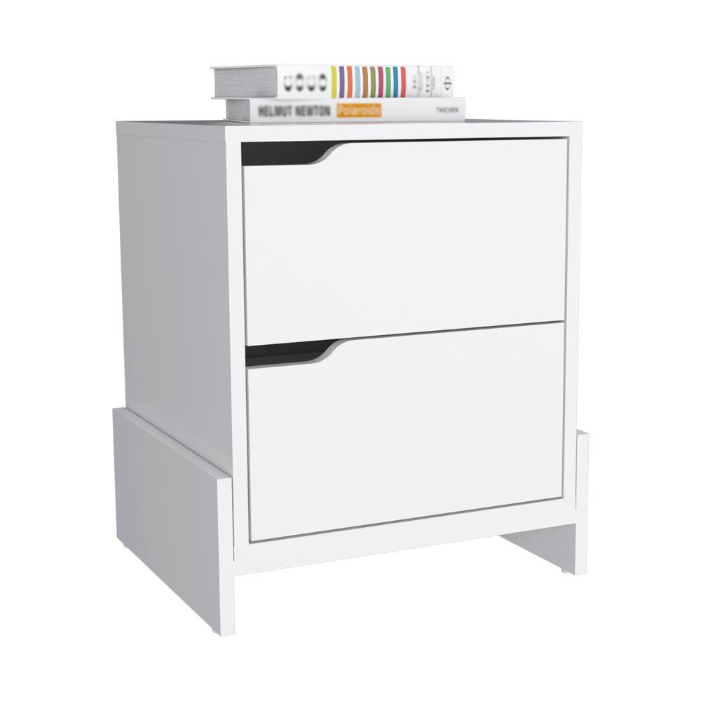 20" White Wood Two Drawer Nightstand HomeRoots