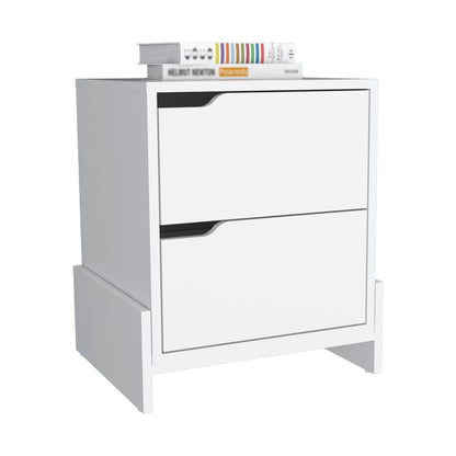 20" White Wood Two Drawer Nightstand HomeRoots