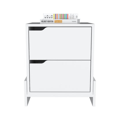 20" White Wood Two Drawer Nightstand HomeRoots