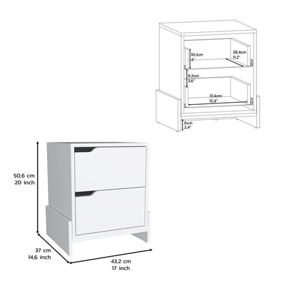 20" White Wood Two Drawer Nightstand HomeRoots