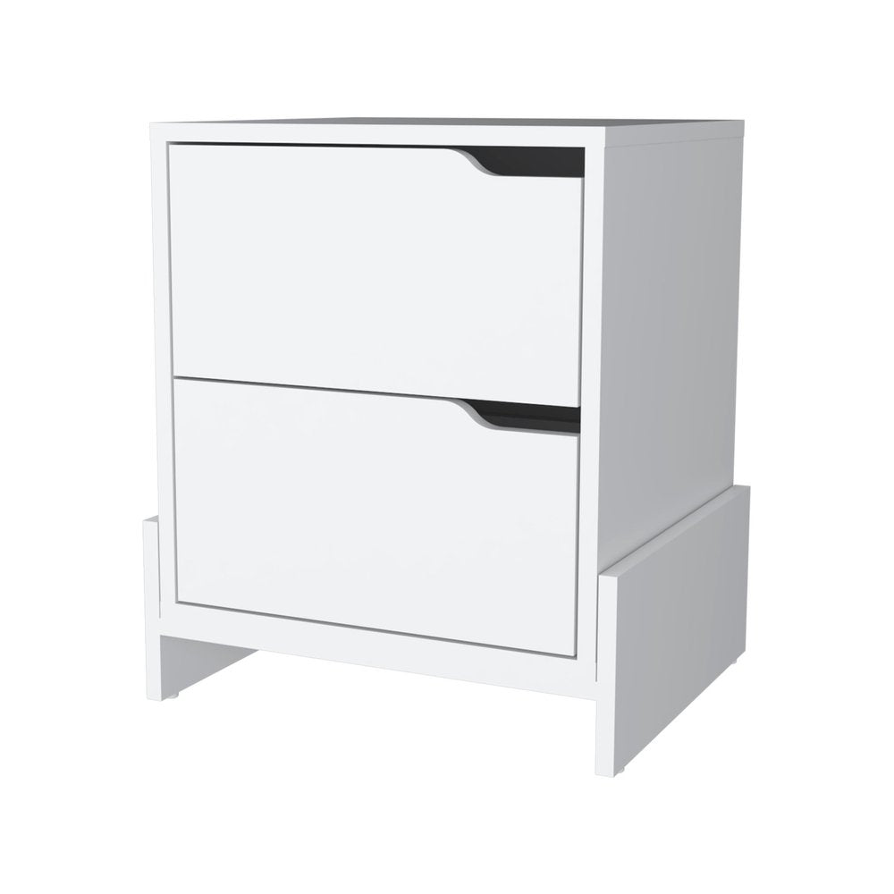 20" White Wood Two Drawer Nightstand HomeRoots