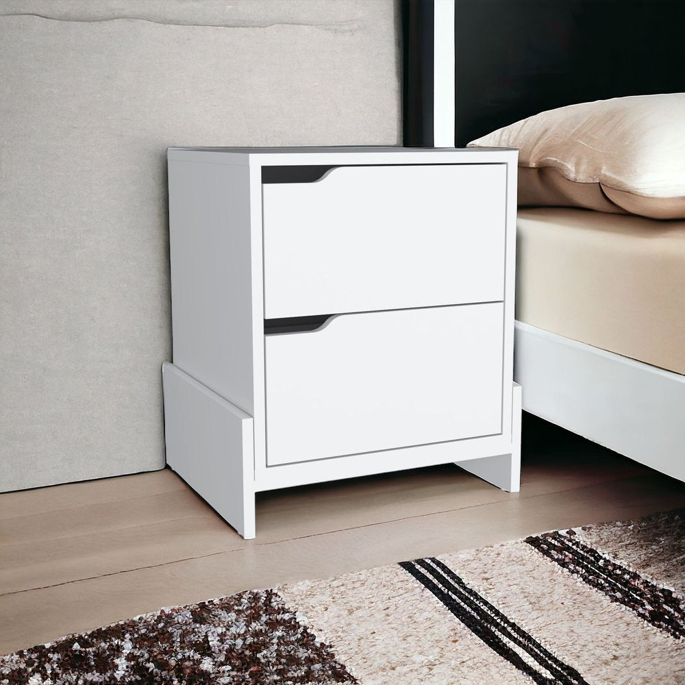 20" White Wood Two Drawer Nightstand HomeRoots